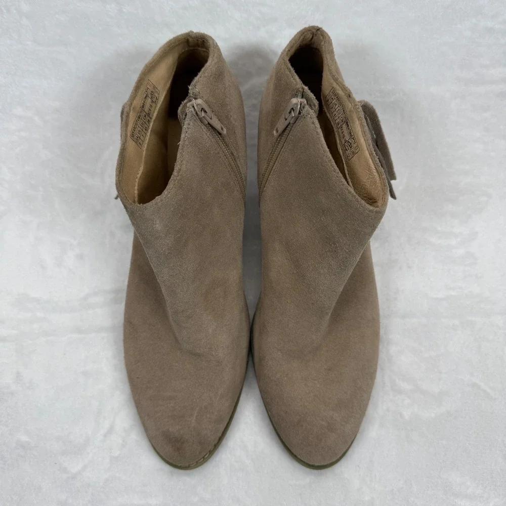 Vionic‎ Suede Fringe Ankle Booties Western Accents Taupe Brown Women's Size 9